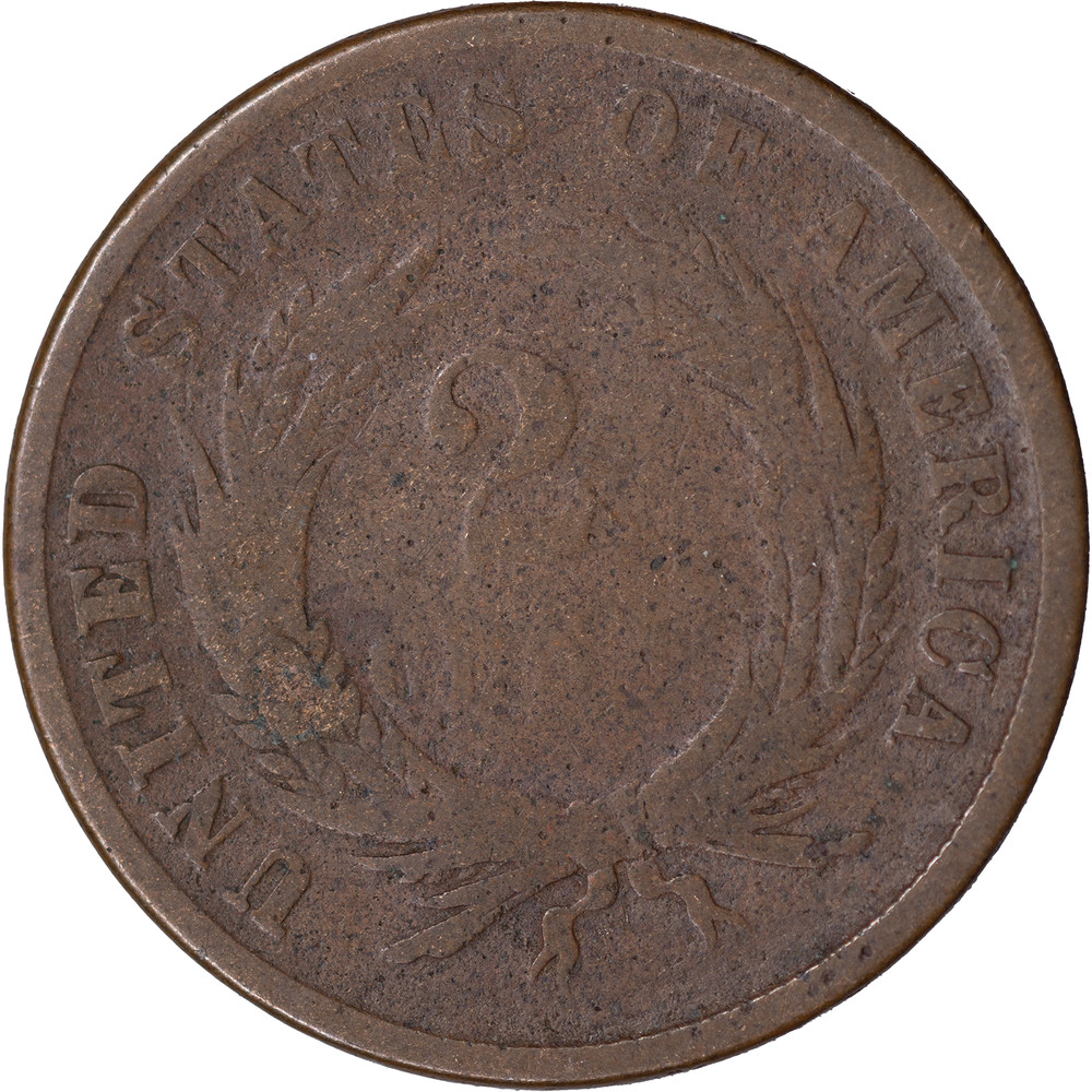 1865 2c Two Cent Piece - Plain 5 ~ Good Details