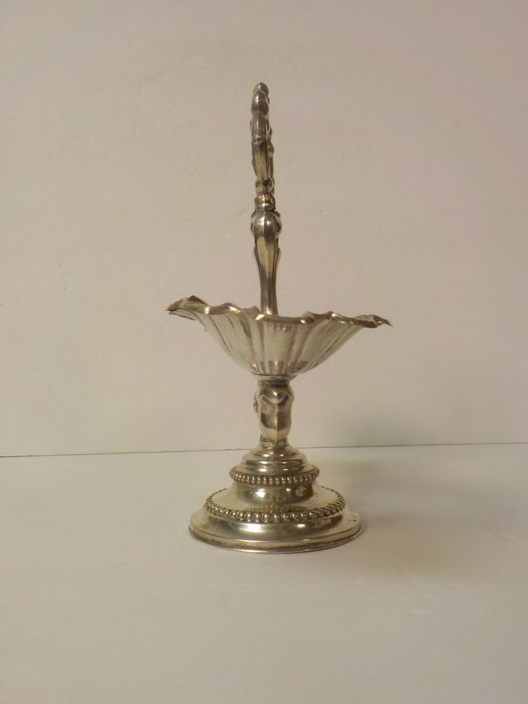 Antique Continental Sterling Silver Double Salt Cellar, Shell Bowls