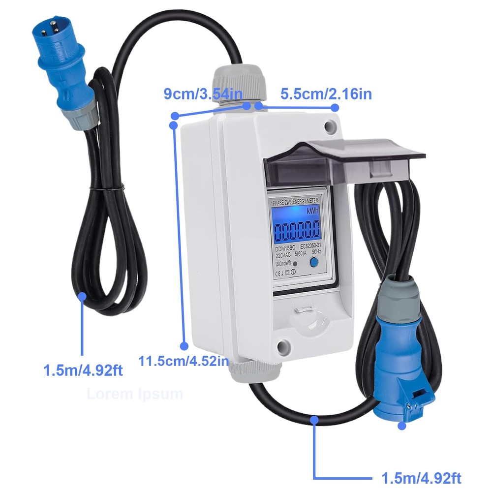 Mobile Digital Electric Meter, 230V Power Consumption Meter with...