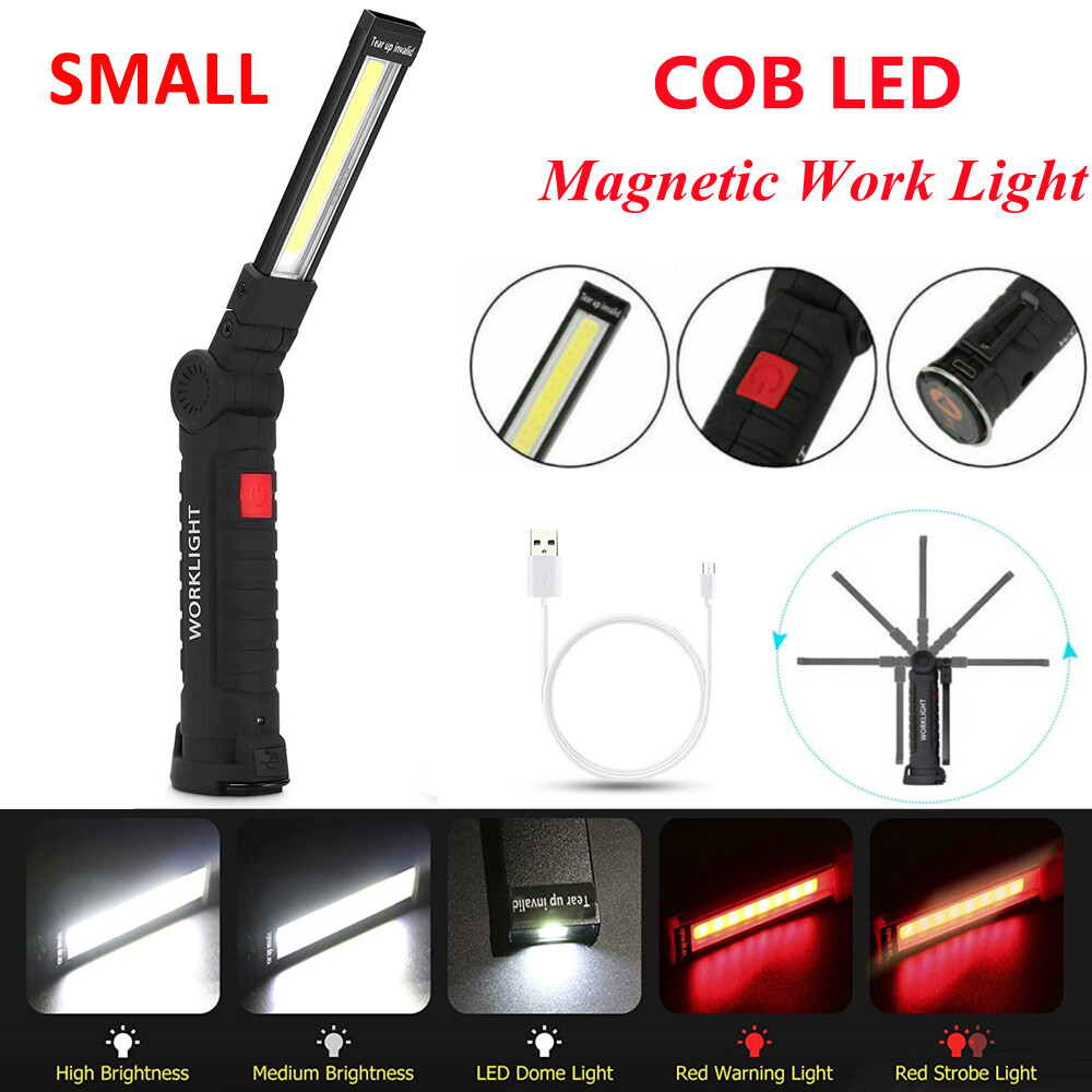 2PCS 5Mode LED COB Work Light Flashlight USB Rechargeable Foldable Magnetic Base