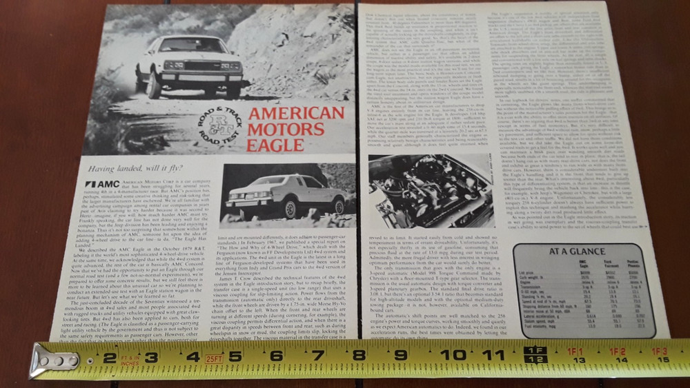 AMERICAN MOTORS EAGLE 4WD  ORIGINAL 1980 ARTICLE