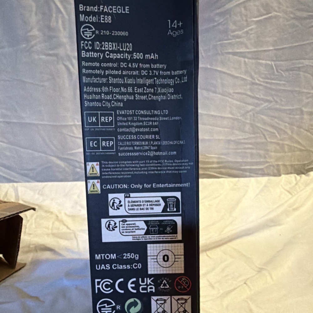 FACEGLE E88 Dual Camera Foldable App Control Quadcopter Drone Black