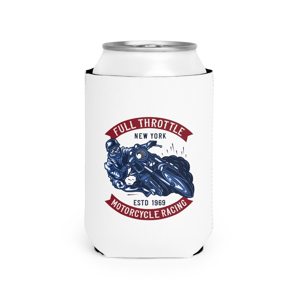 Full Throttle Motorcycle Racing - White Can Cooler Sleeve