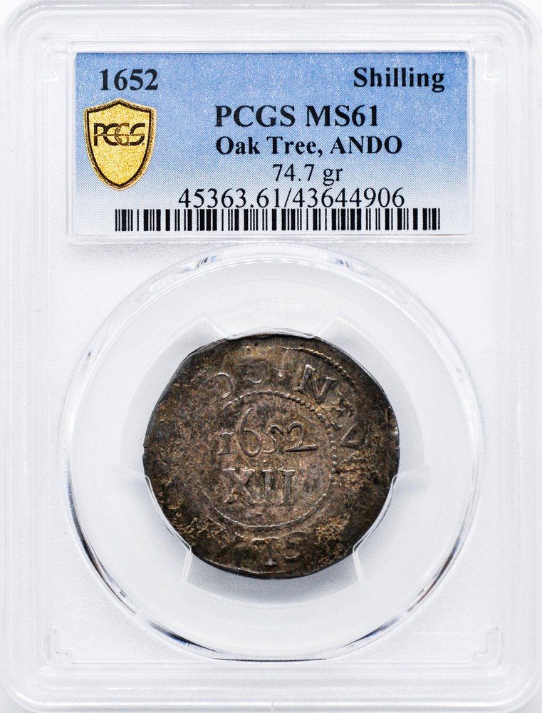 1652 OAK TREE SHILLING PCGS MS 61