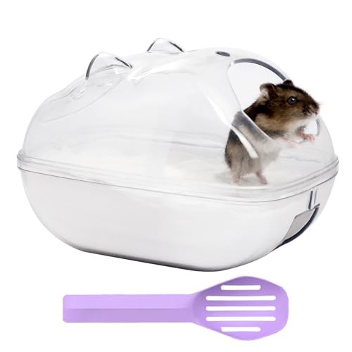 Transparent Hamster Sand Bath Container, Cute Hamster Shape, Keeps Sand Medium