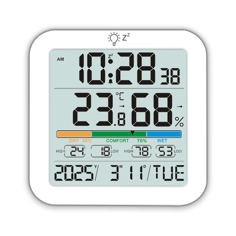 Indoor Thermometer Backlit Display Home Decor Alarm Function Battery Powered