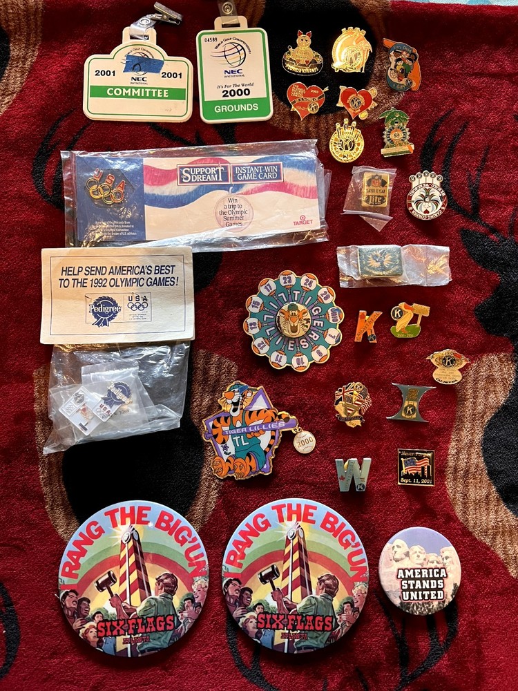 OLYMPIC PINS,BADGES,AND KIWANIS PINS