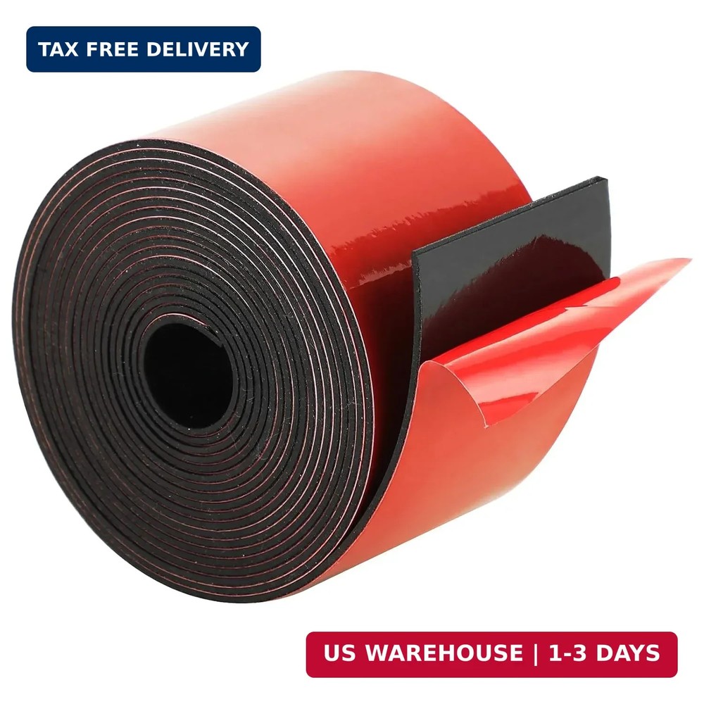 1/16" Thick × 2" Wide Neoprene Solid Rubber Strip, Self Adhesvie Solid Strips US