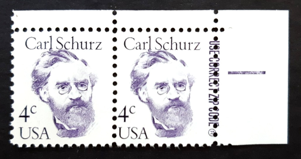 US EFO Stamp Pair #1847 Dramatic Misperf Error ~ Carl Schurz 4 Cent ~ MNH OG