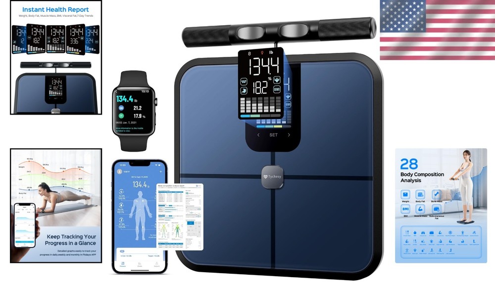 Smart Pod Scale: 8-Sensor Body Composition Analyzer with App Sync for 24 Users
