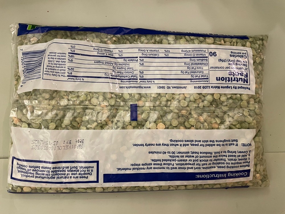Top Tier Premium Split Green Peas, 32oz Pack 2 Packs BB: 2025