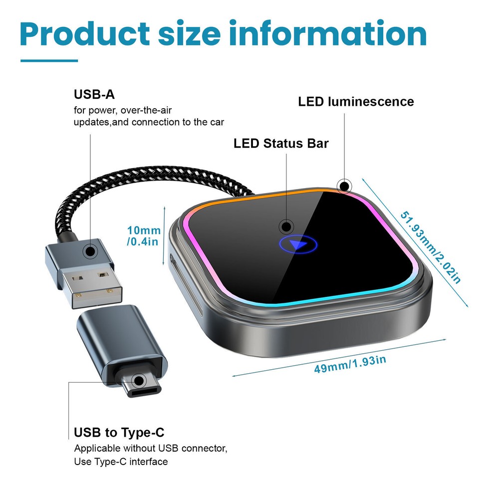 Wireless CarPlay/Android Auto Adapter For Apple Android Wireless Carplay Dongle
