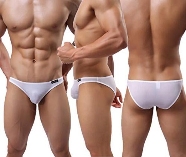 Men Briefs Breathable Ice Silk Triangle Bikinis and Medium 4-pack Mixed Color2