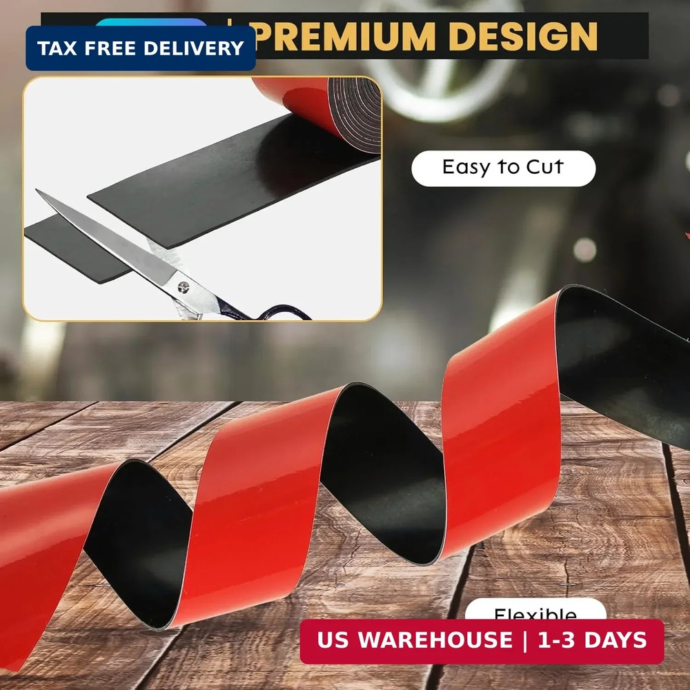 1/16" Thick × 2" Wide Neoprene Solid Rubber Strip, Self Adhesvie Solid Strips US