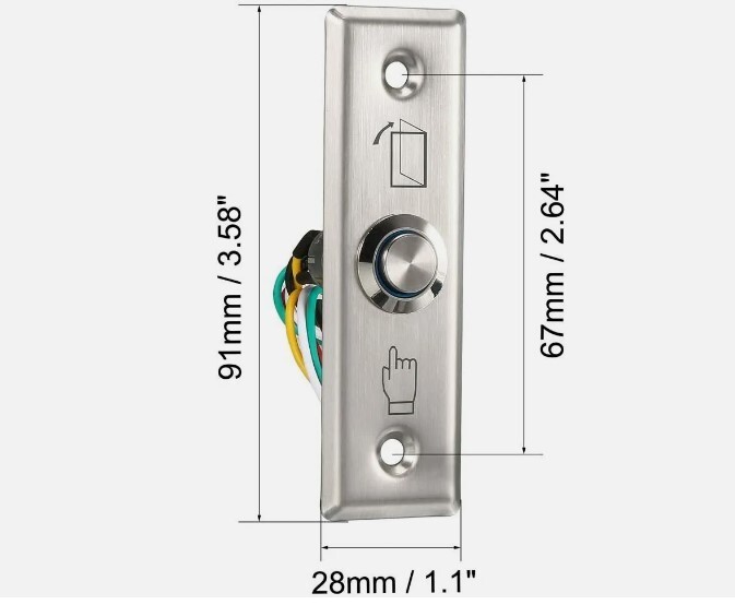 Button Stainless Steel Touch. NC, NO whit light For Access Control
