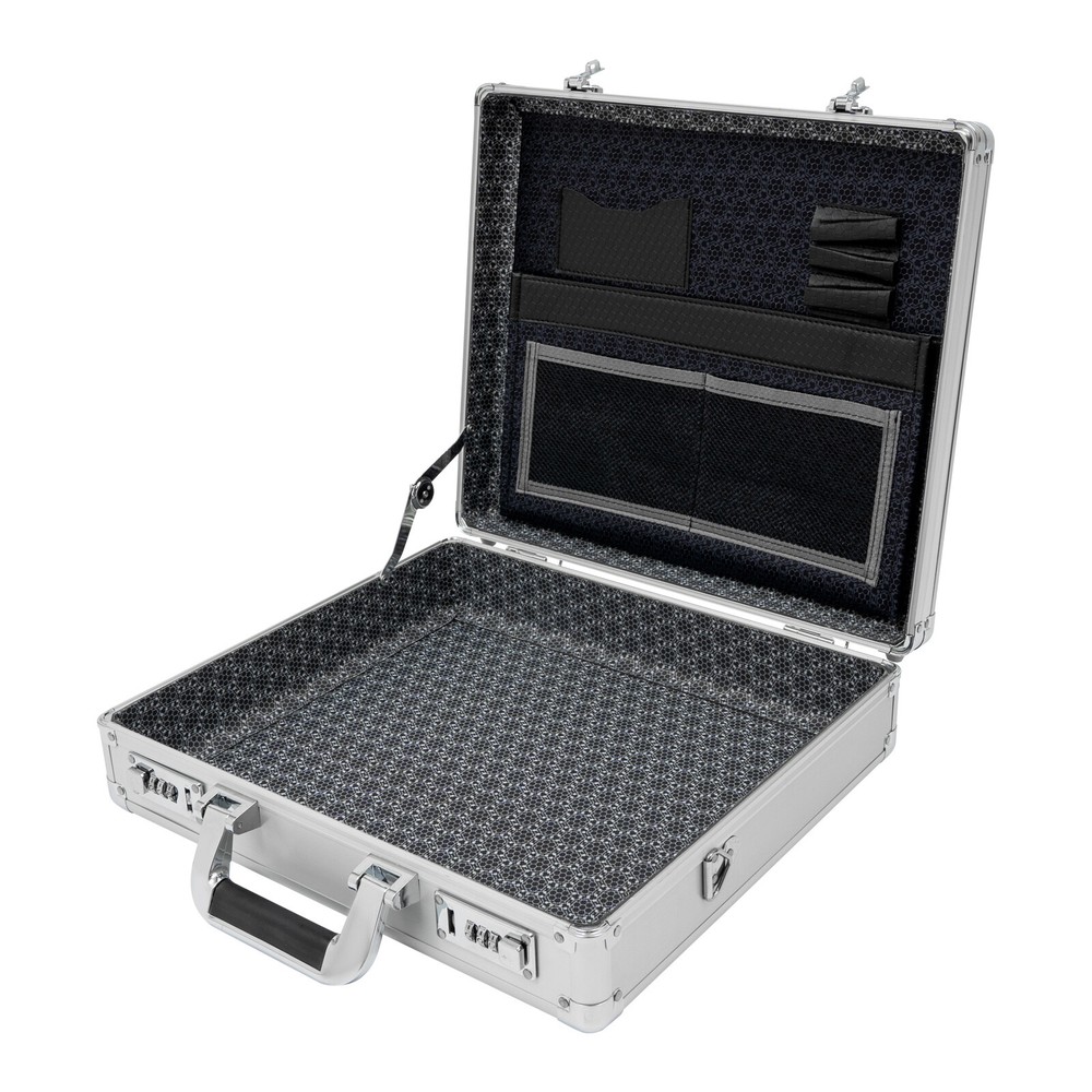 Silver Aluminum Flight Case Hard Men Locking Briefcase Safety Toolbox Office