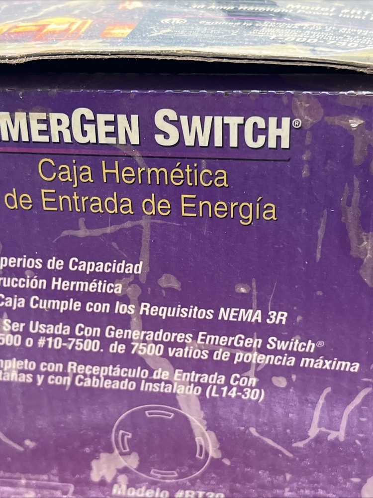 EmerGen Transfer Switch 30 Amp - Model # RT30 - NEW IN BOX - RAINTIGHT POWER BOX
