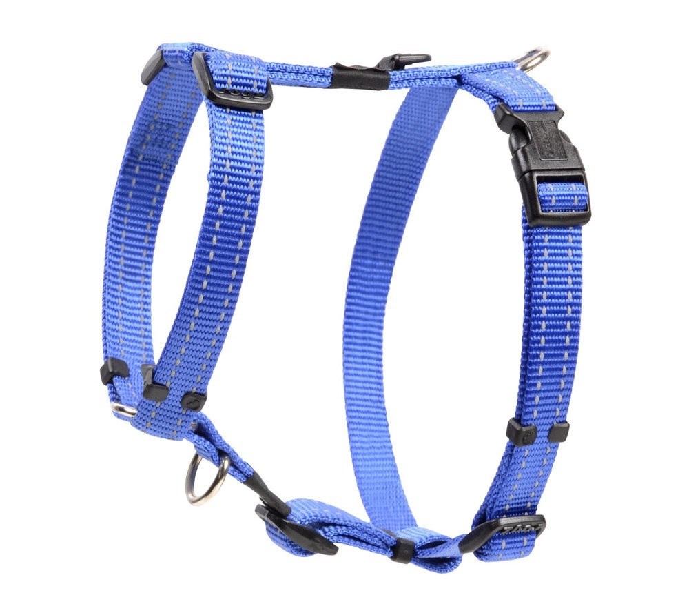 Small Blue Reflective Adjustable H-Style Dog Harness for Walking Training