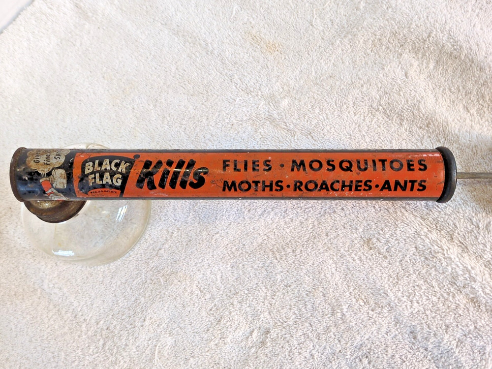 Vintage Black Fly Bug Fly Sprayer Glass Jar