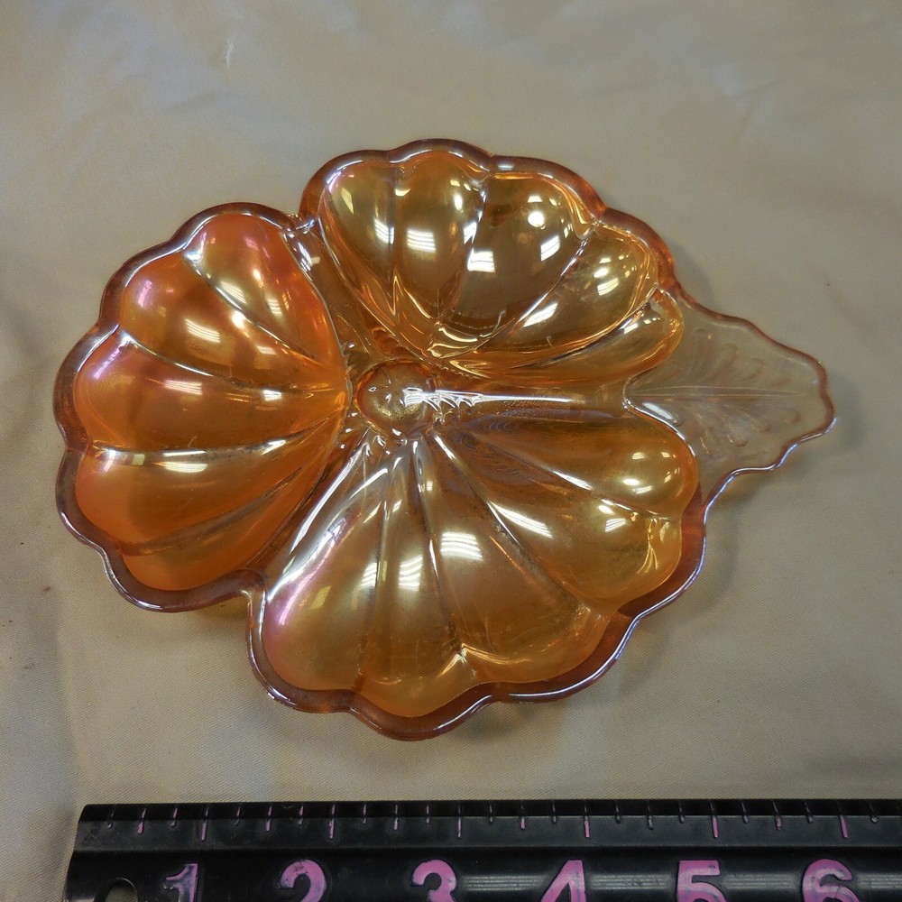 Vintage Orange Carnival Glass Candy/nut Dish