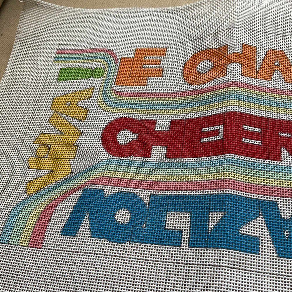 MULTI LANGUAGE CONGRATULATIONS HP NEEDLEPOINT CANVAS NEW!14 MESH VINTAGE