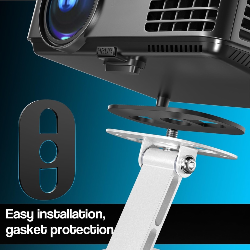 Adjustable Projector Stand with 1/4" Screw, Silver Ceiling Mount for Home Off...