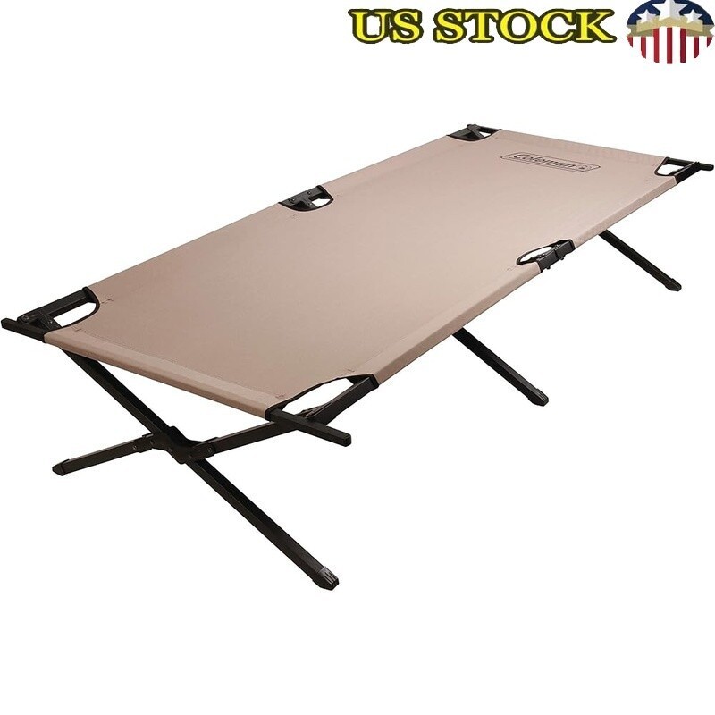 Folding Camping Cot Easy Assembly Heavy Duty Support Elevated Sleeping Outdoors