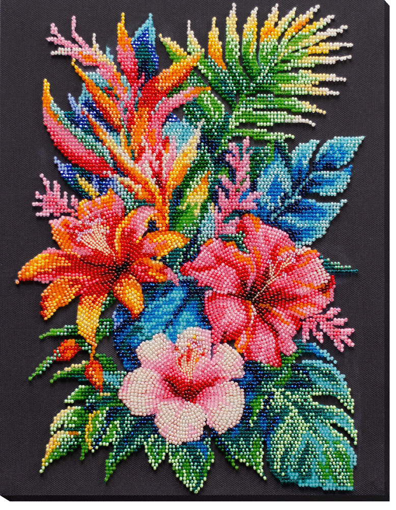Bead Embroidery Kit DIY "Spring commotion" Beaded Needlepoint Craft Set