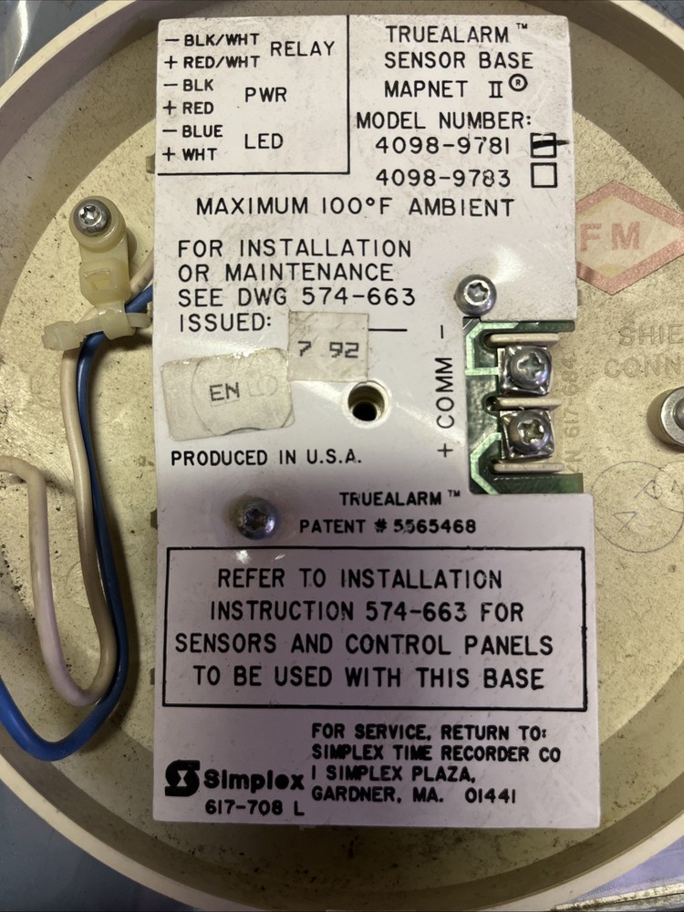Simplex 4098-9781 Sensor Base