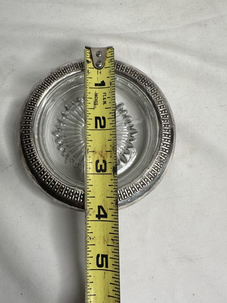 Glass Bowl Silver Plated Italy 4”