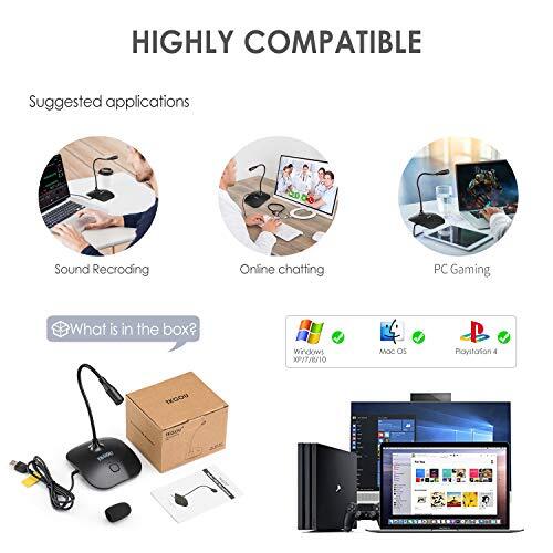 USB Computer Microphone w/Mute Button Plug&Play Condenser PS4 Mic LED Indicator