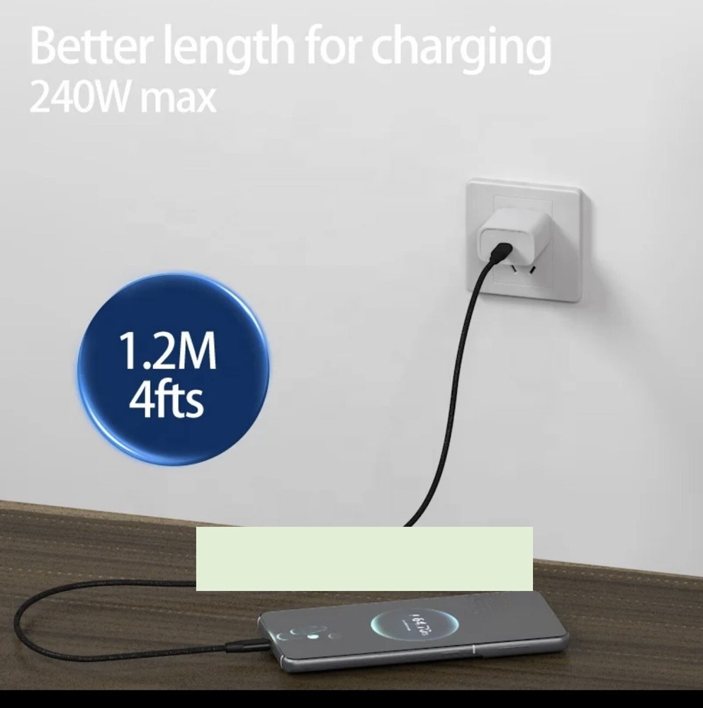 Heavy Duty Braided USB C Type-C Fast Charging Data Sync Charger Cable