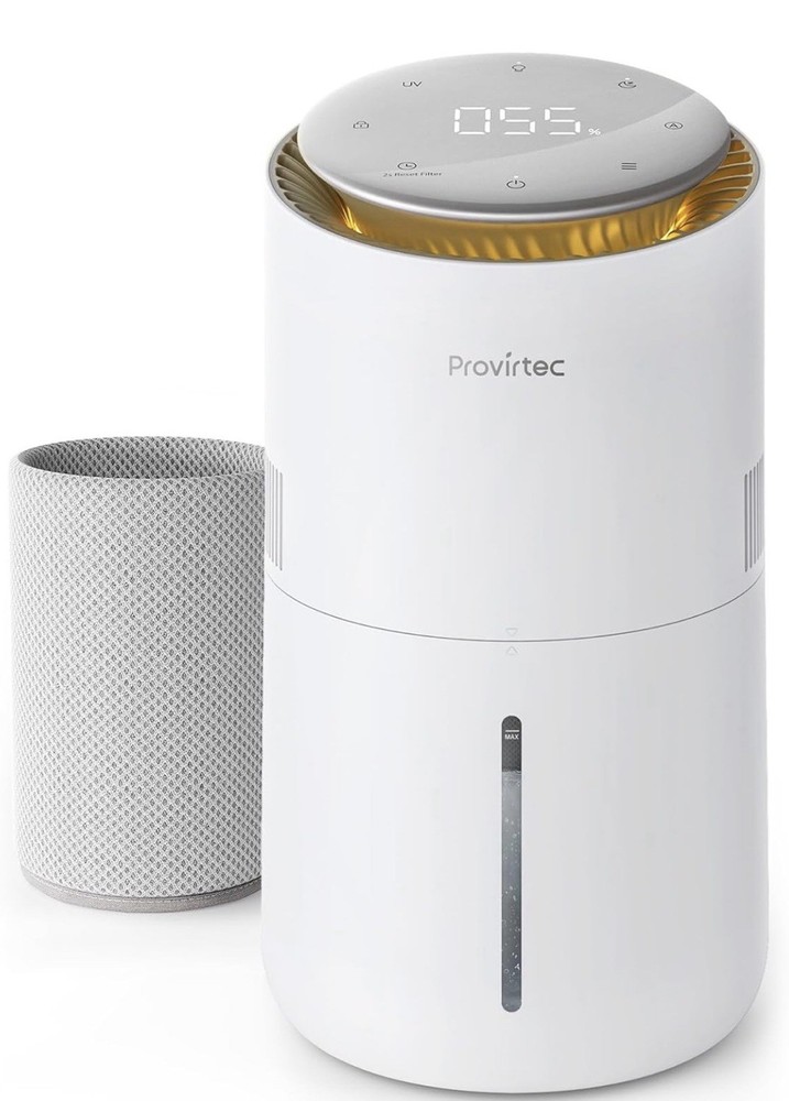 Provirtec Tabletop Evaporative Humidifier Auto-Adjust Sleep Mode White