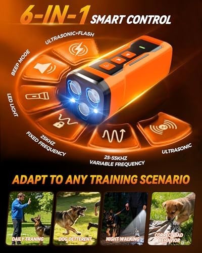 Ultrasonic Dog Bark Deterrent - 6 Modes, 33FT Range, Anti-Barking Training Devic