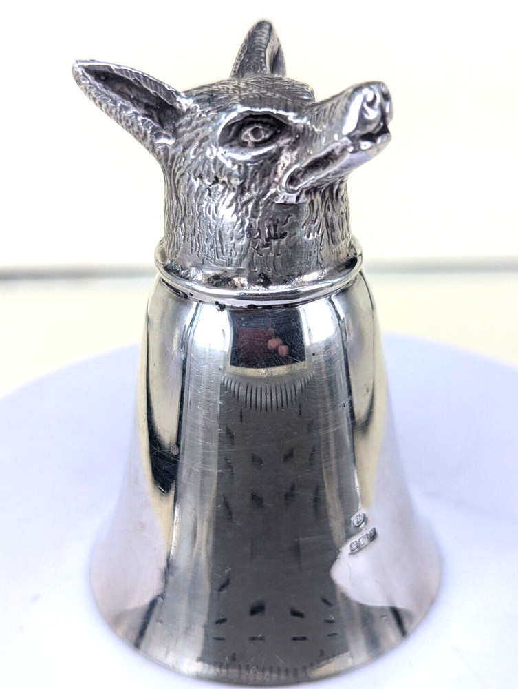 1993 Solid silver fox head stirrup cup by francis Howard