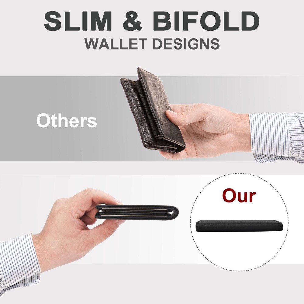 Chelmon Slim Wallet for Men ID Window with RFID Blocking one size, Black