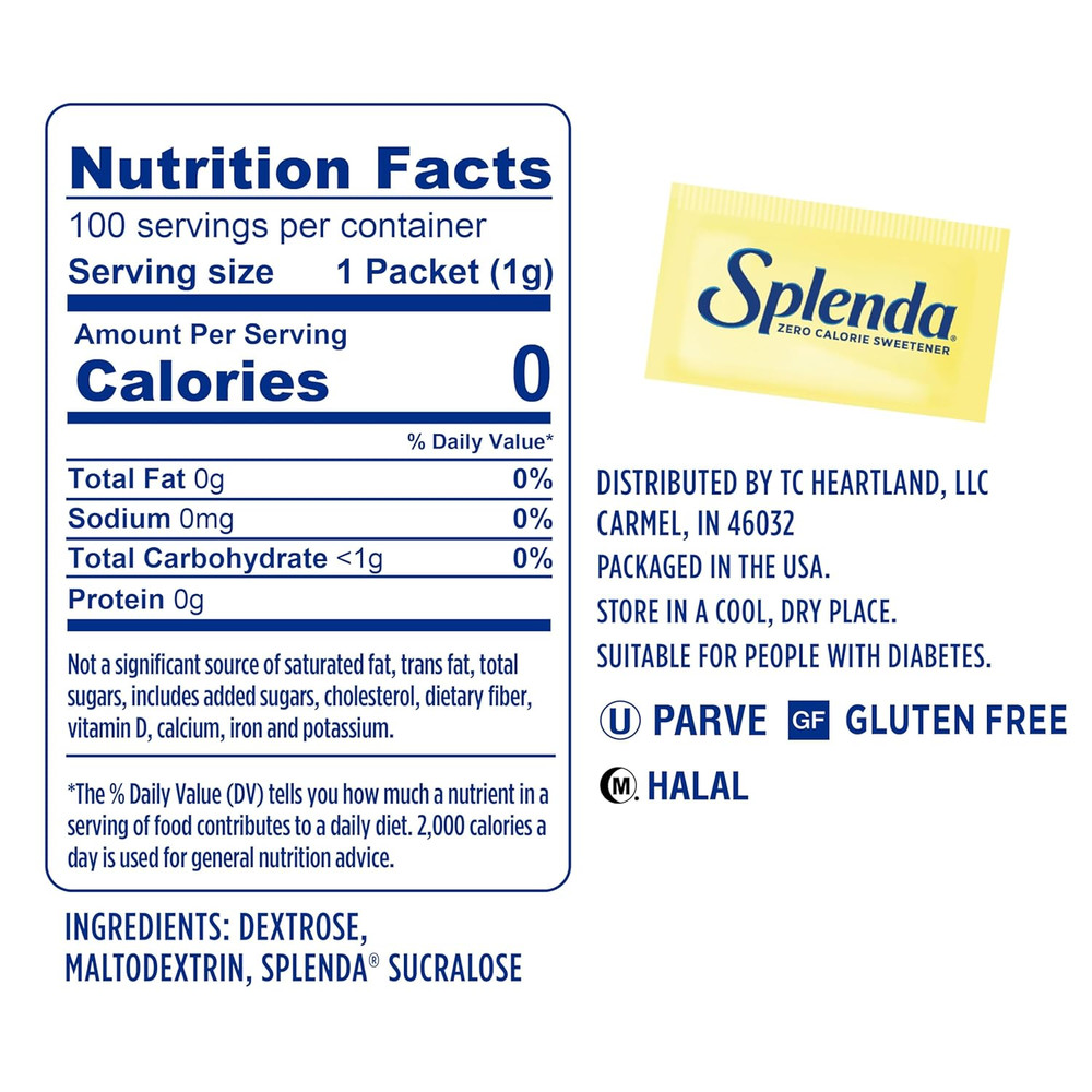 SPLENDA Zero Calorie Sweetener, 100 Count Packets