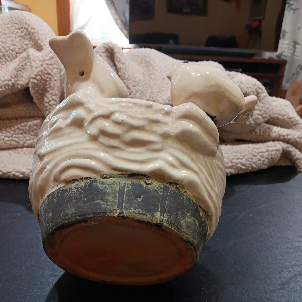 Vintage Bird Planter Art Pottery Stoneware Unsigned