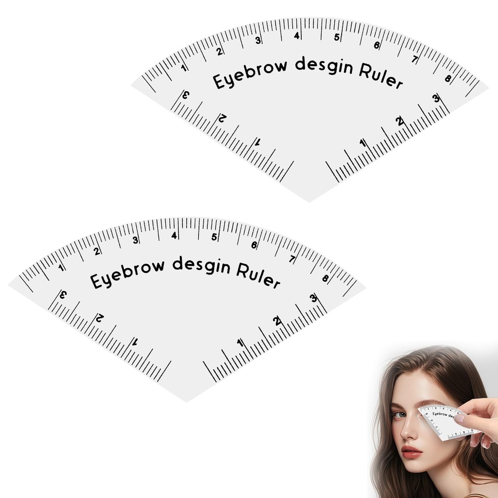 2Pcs Fast Drawing Eyebrow Design Ruler Mapping Tool, Brow Shaping White