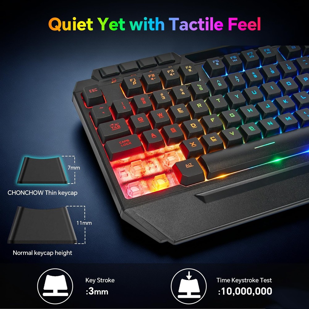 Gaming Keyboard and Mouse Combo, USB Wired RGB Backlit Anti-Ghosting Silent K...