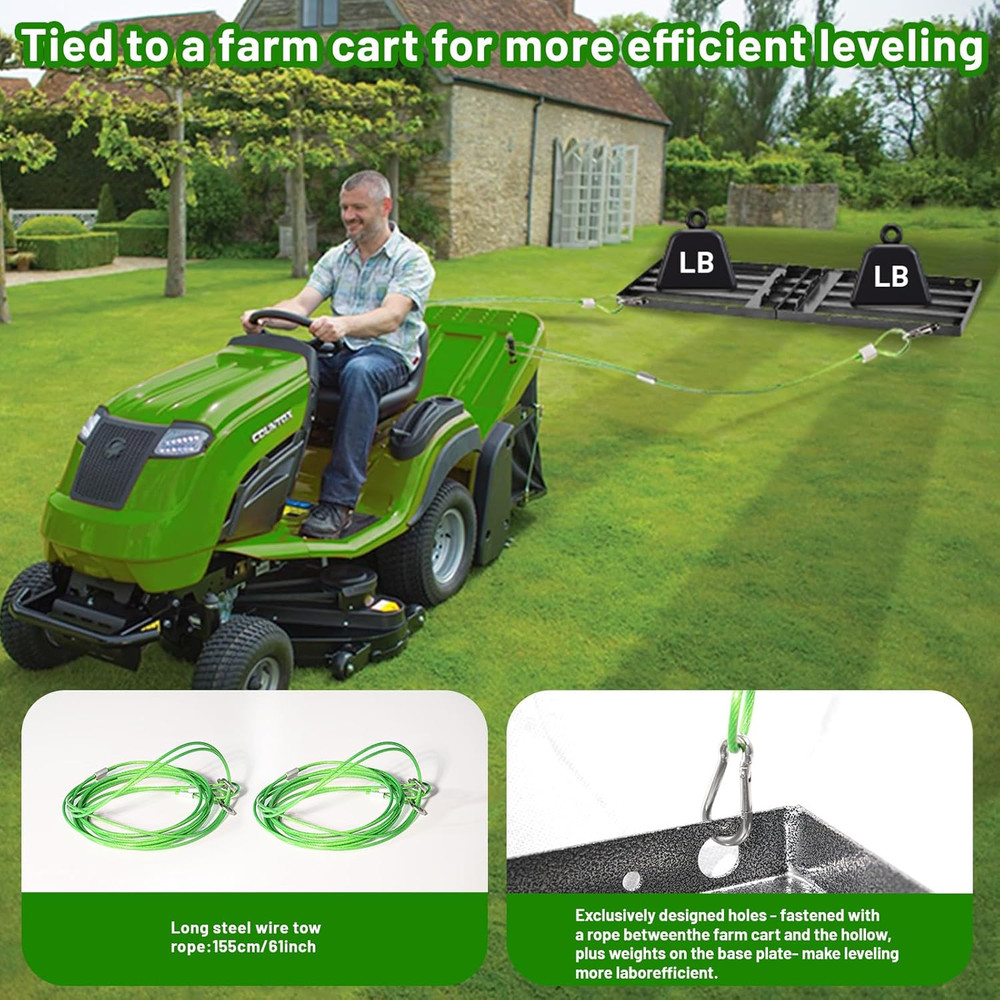 Adjustable Lawn Leveling Rake with Durable Stainless Steel Handle