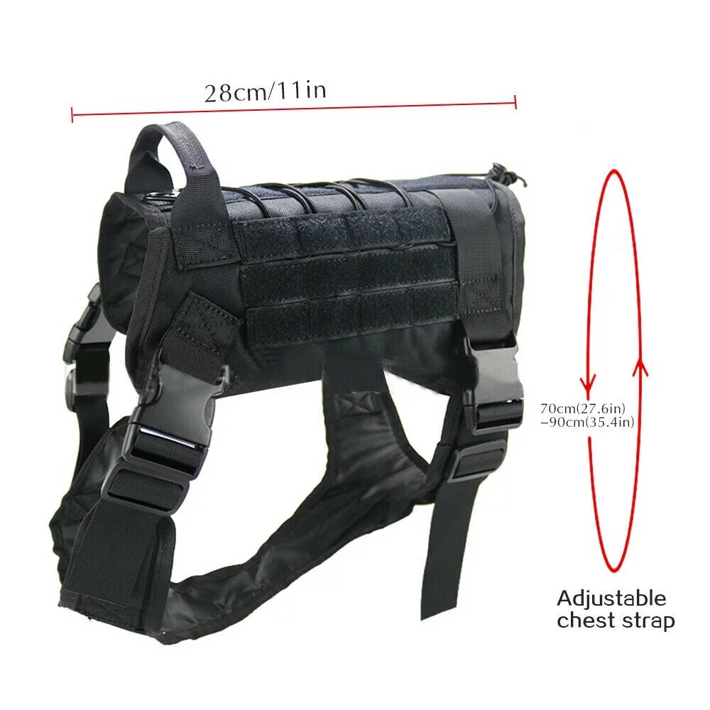 Tactical Military Style Dog Harness Vest with Leash and No Pull Handle