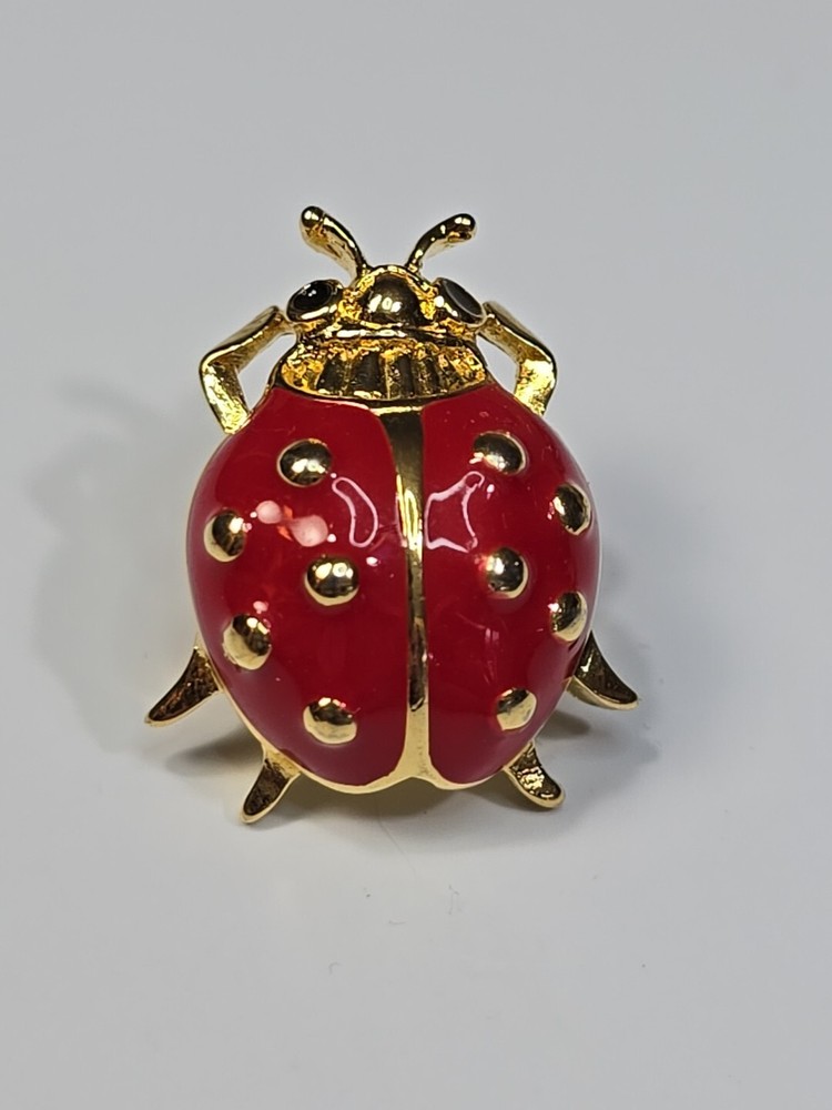 Trifari Red Ladybug Beetle Lapel Pin