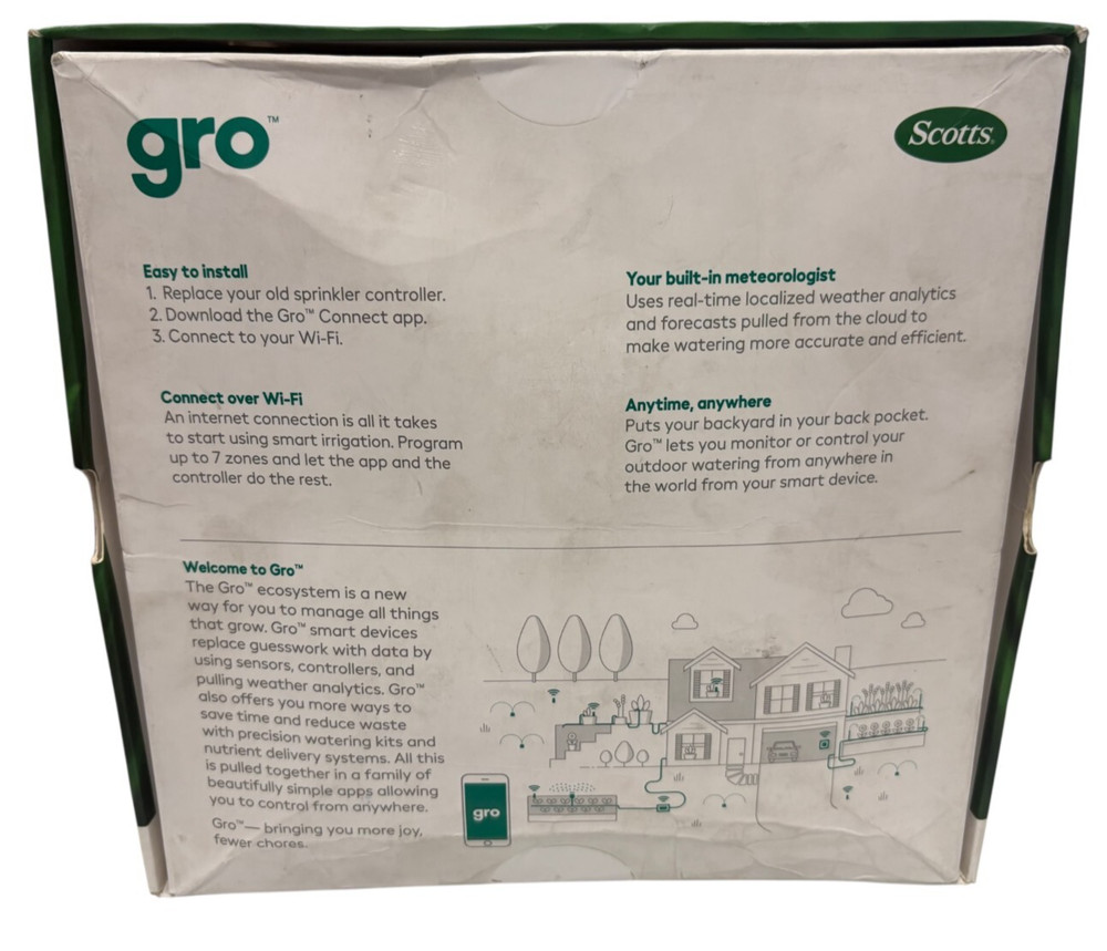Scotts Gro Controls In-ground Irrigation 7 Zone Controller Command Hub