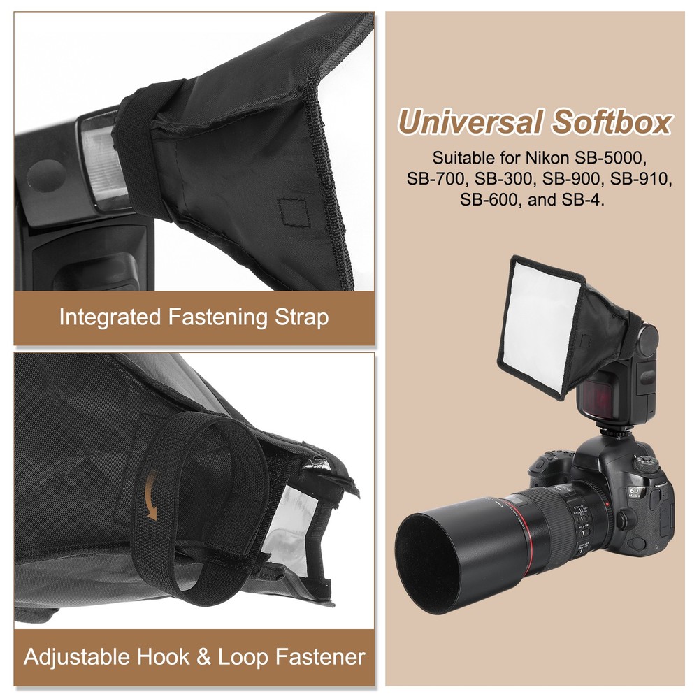 2pcs 7.5" x 9" Flash Diffuser Light SoftBox, for Nikon SB-5000 SB-700, Black