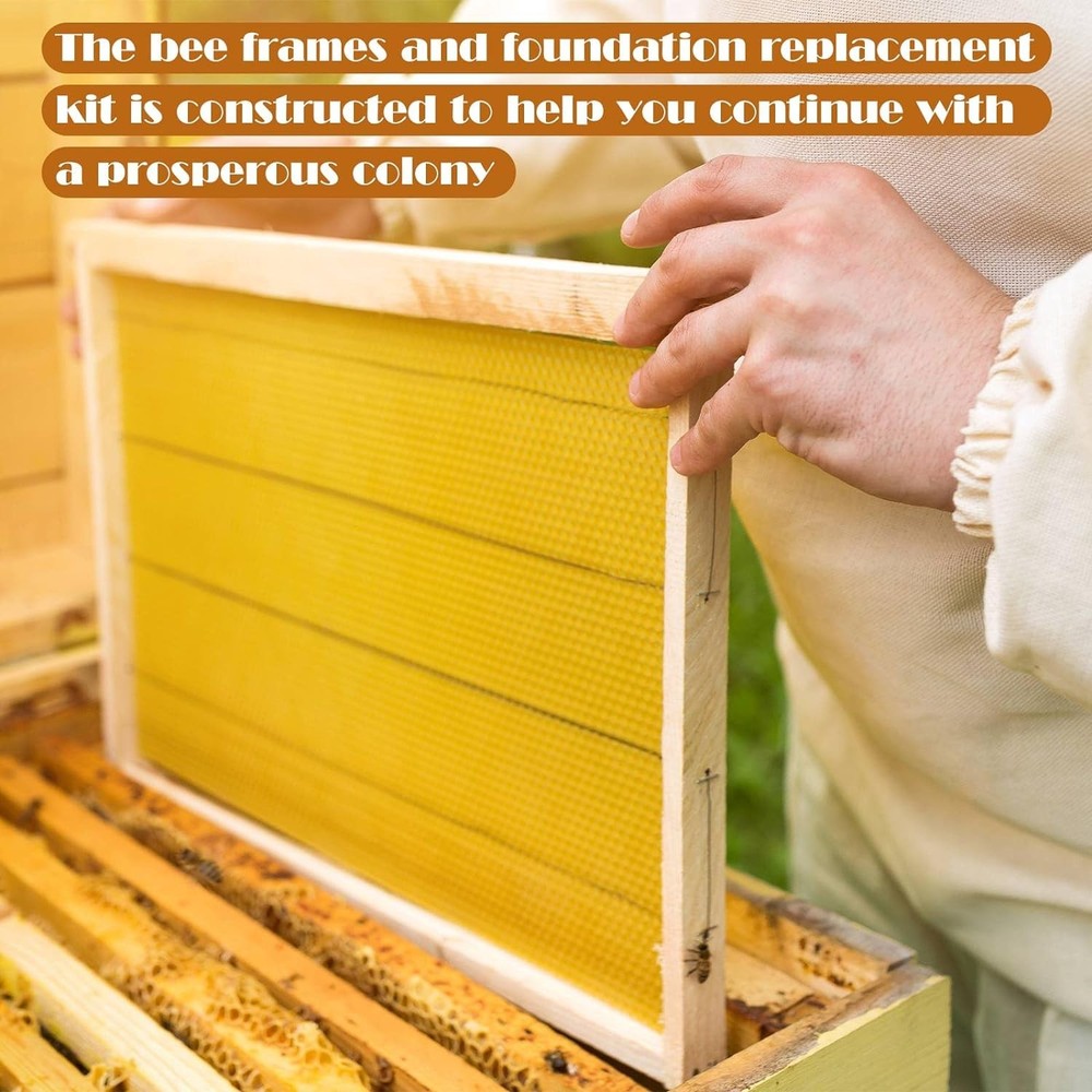 20 Assembled Beehive Frames, Coated Beeswax Foundations For Beekeeping