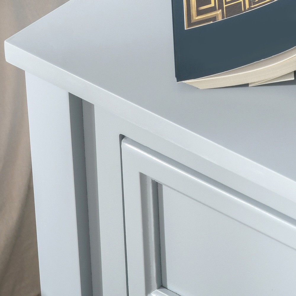 Accent End Table with Grey Tabletop, and Storage Drawer, Grey