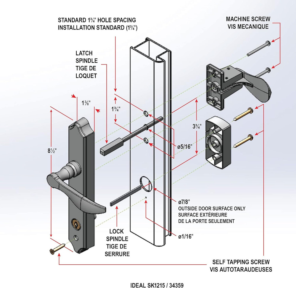 BK1215SC ML Lever Set Handle for Storm Doors and Screen Doors with Keyed Dead...