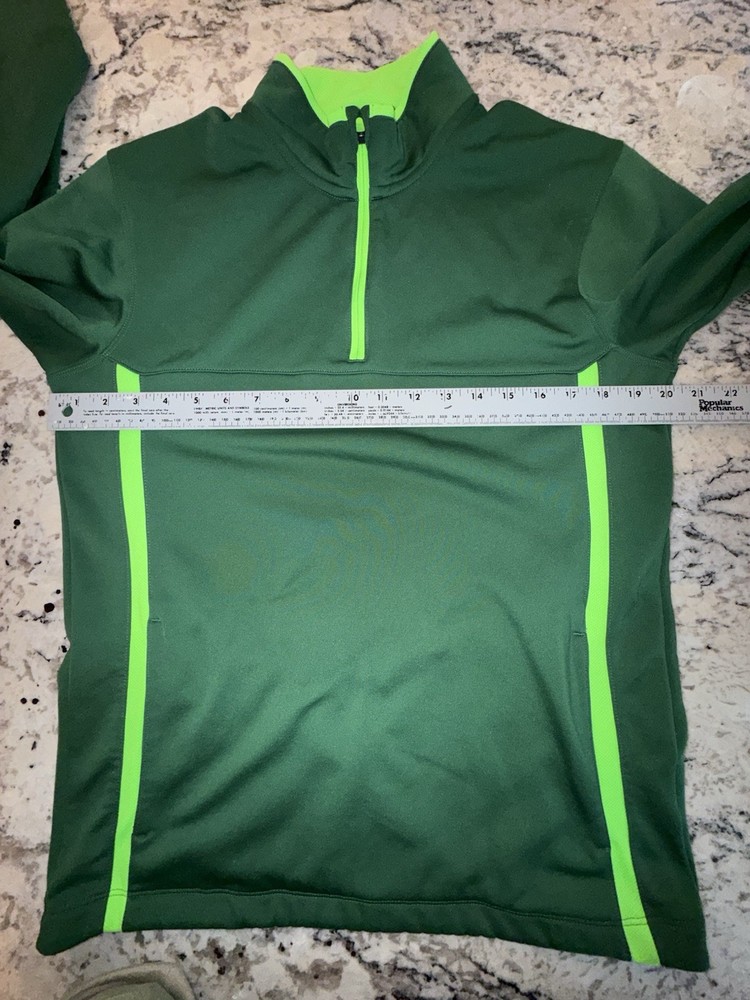 Nike Golf Therma-FIT 1/2 Zip Pullover Men's Small Green Neon Jacket EUC