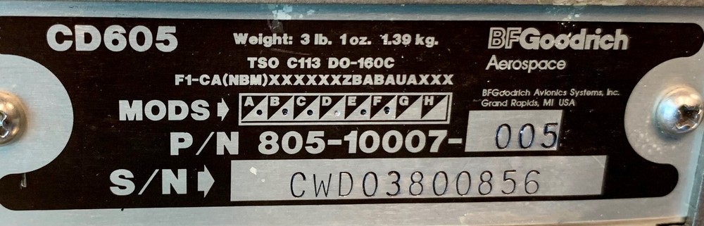 TCAS Control Display CD605 805-10007-005 Removed Working